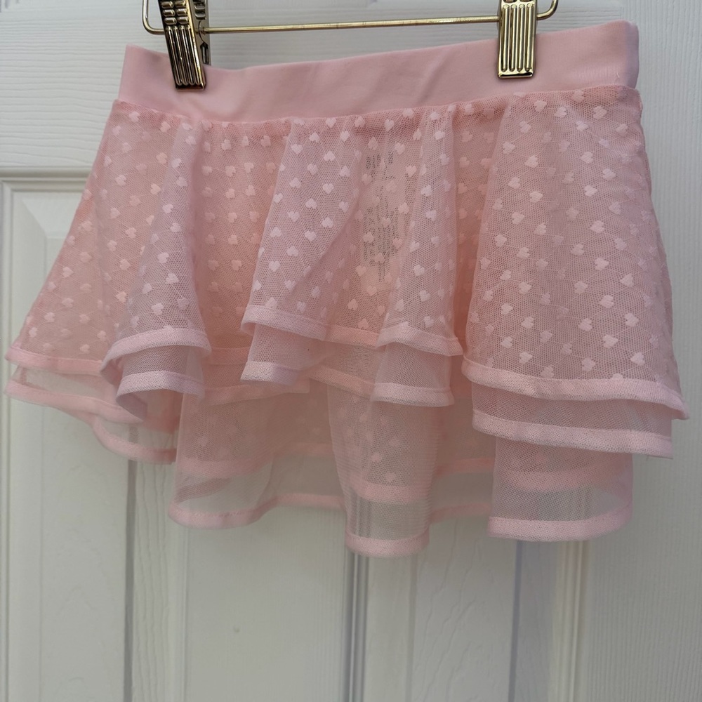 Bloch Pink Sheer Layered Ballet Tutu Skirt With Heart Details Size 6X-7